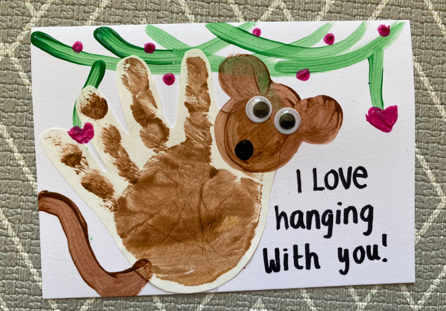 monkey hand print card