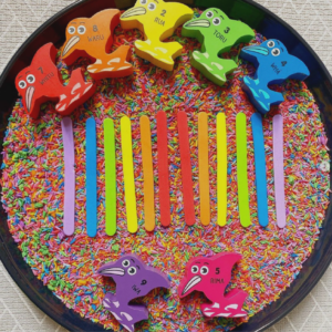 Rainbow Sensory Rice Tray | Nannypax