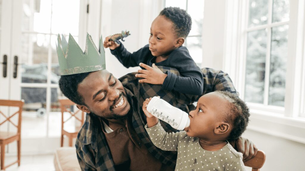 Dad and two kids