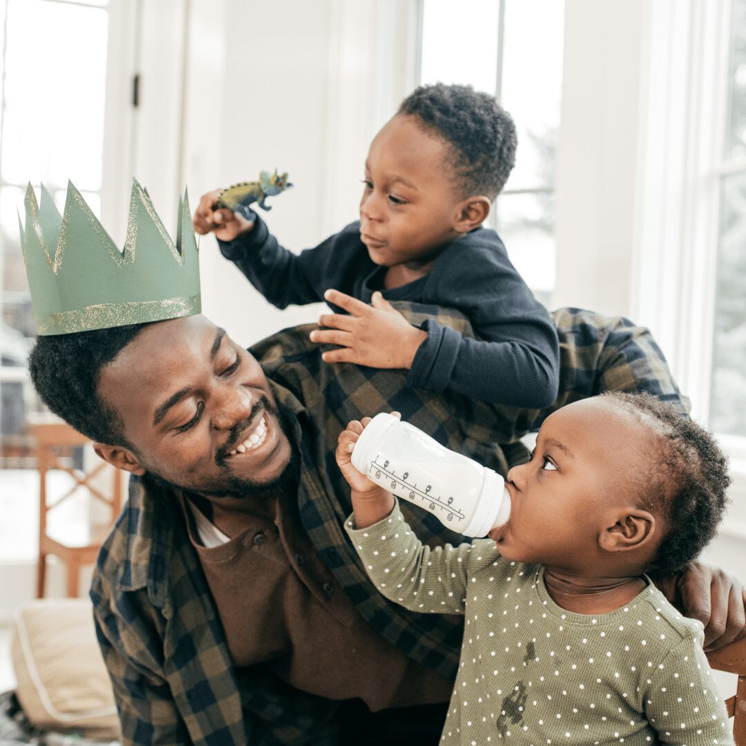 Dad and two kids